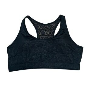 Zyia Active Bomber Sports Bra Black Women's XXL Geometric Racerback Mesh Top